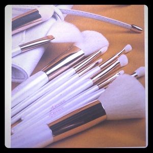 10 piece make up brush set with holding pouch